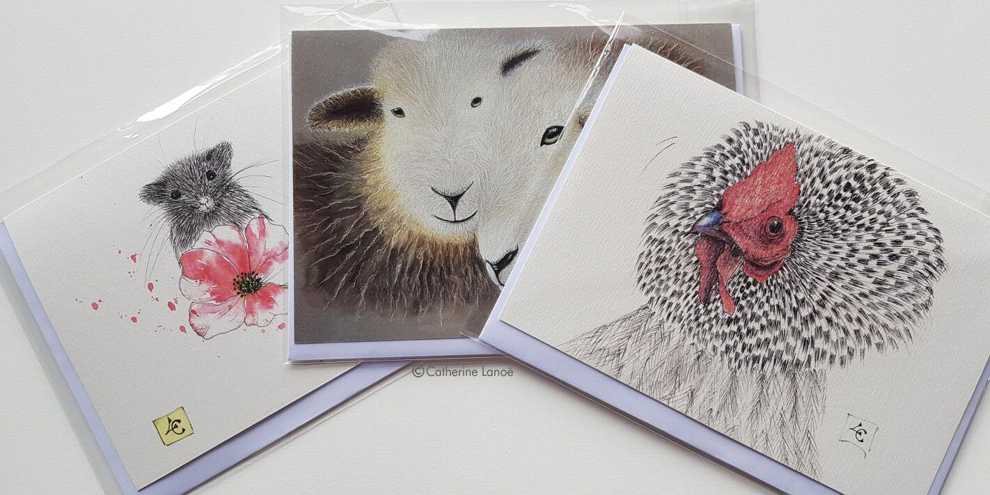 trois cartes postales à l'aquarelle dans la biographie de catherine lanoe peintre aquarelliste