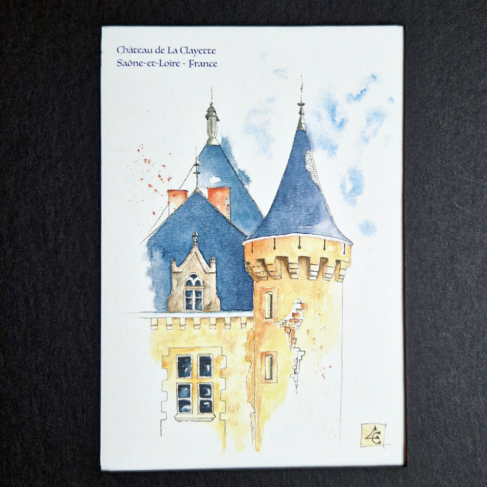 Château classique 2 chateau classique carte d'art architecture à l'aquarelle