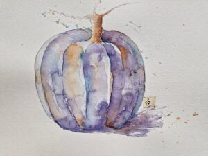 citrouille viollette a l'aquarelle