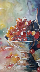 coupe de raisin aquarelle