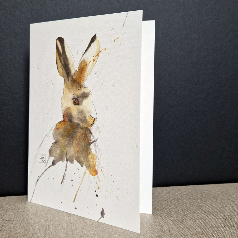 Lapin ocre 1 lapin ocre aquarelle animal carte d'art catherien lanoe