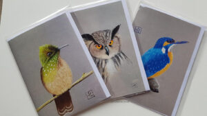 aquarelle animaux lot de 3 cartes postal