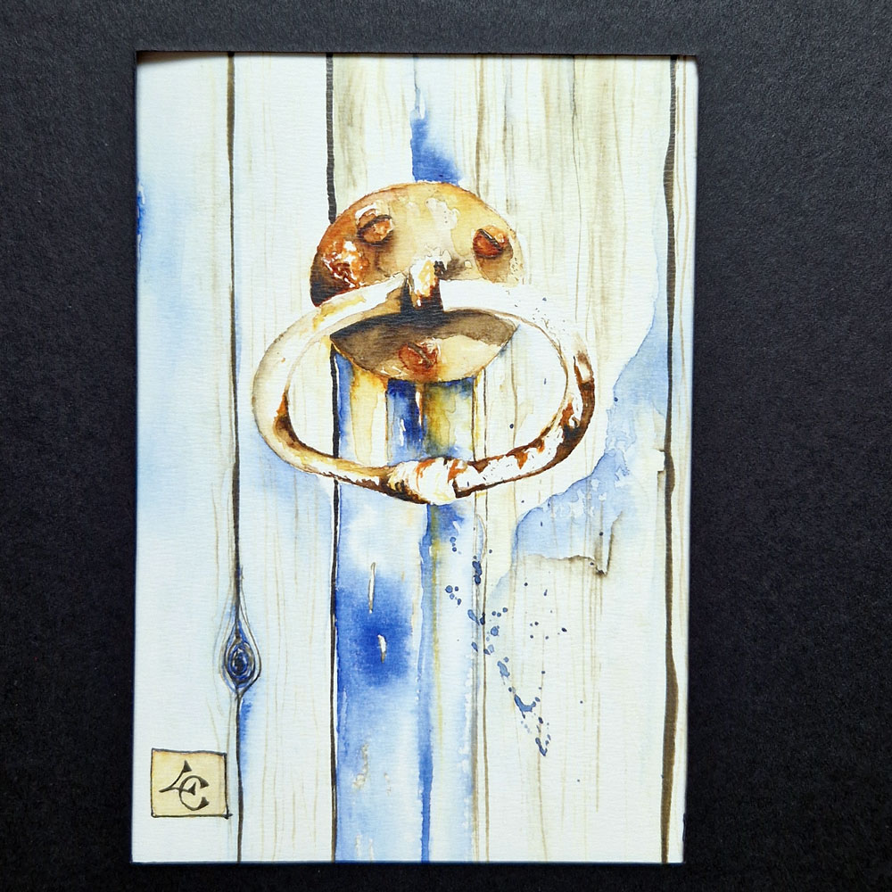 Poignée rouillée 2 rouille et aquarelle carte d'art