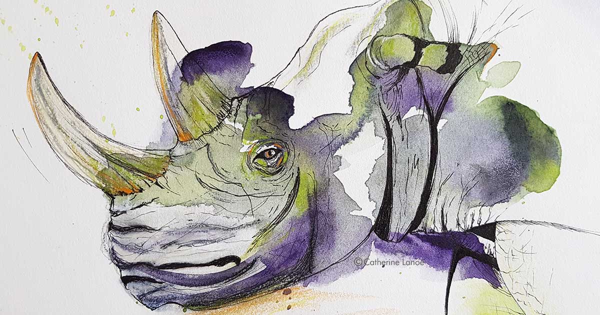 aquarelle rhinoceros