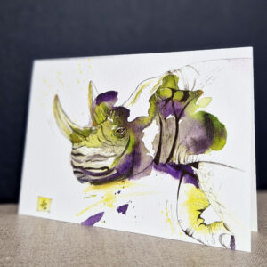 une tache de couleur pour ce rhino aquarellisé