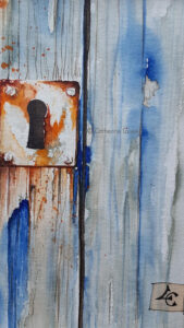 serrure rouillée à l'aquarelle
